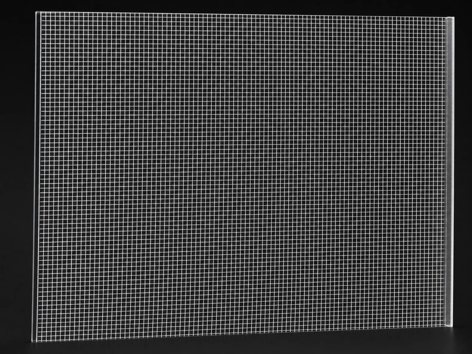 Retouched real engraved-line PMMA light guide panel with a crisp illuminated grid
